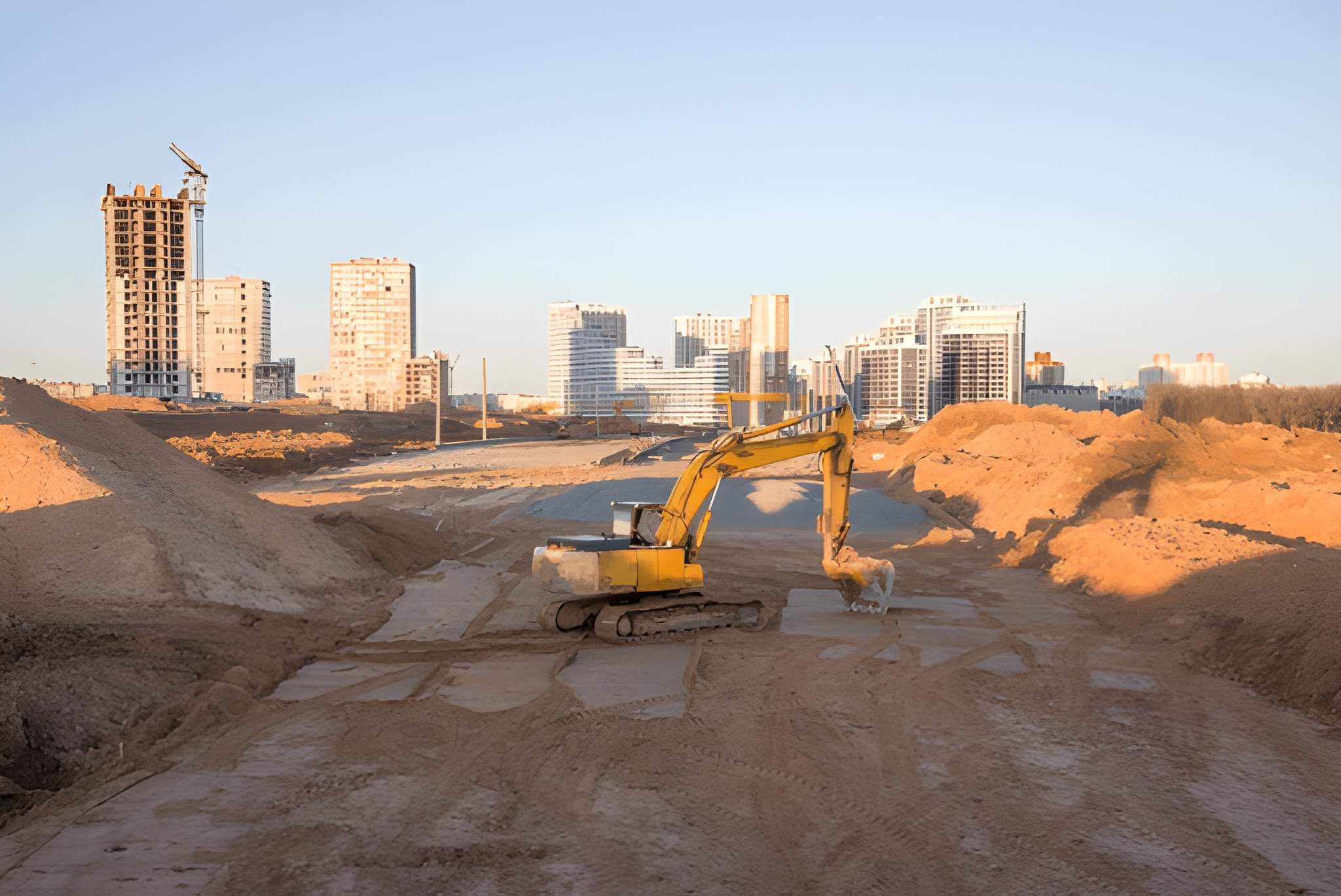 Civil works and site preparation at an industrial facility